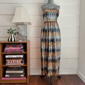 Vintage Sequin Strapless Maxi Dress with Shawl by Zeepha Couture Party Dress